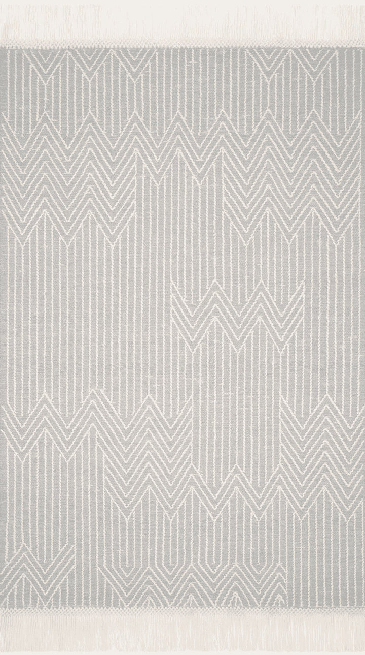 Newton Hand Tufted Lt Grey / Ivory Rug Flatshot Image 1
