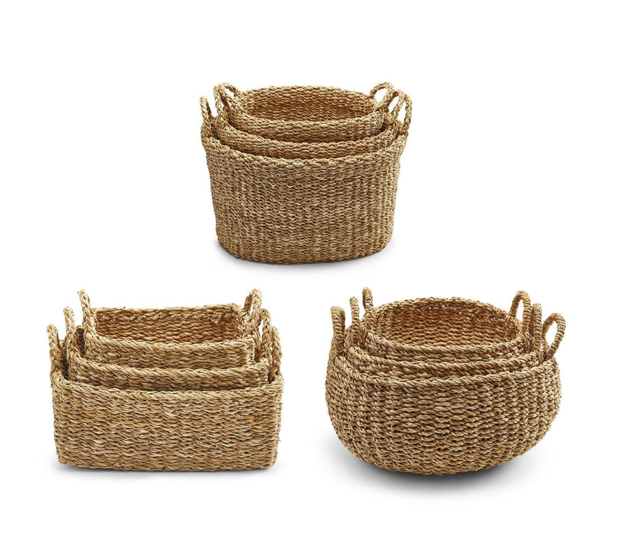 hand woven seagrass baskets in various styles 1