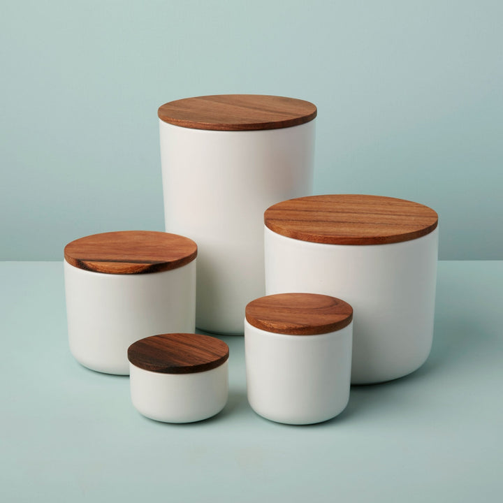 stoneware container with acacia lid 1
