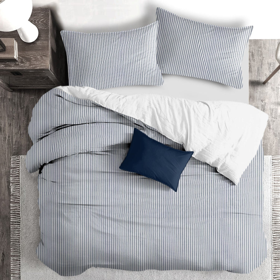 Cruz Ticking Stripes White/Navy Bedding 3