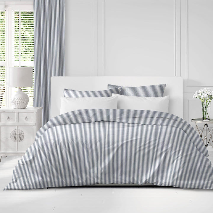 Cruz Ticking Stripes White/Navy Bedding 2