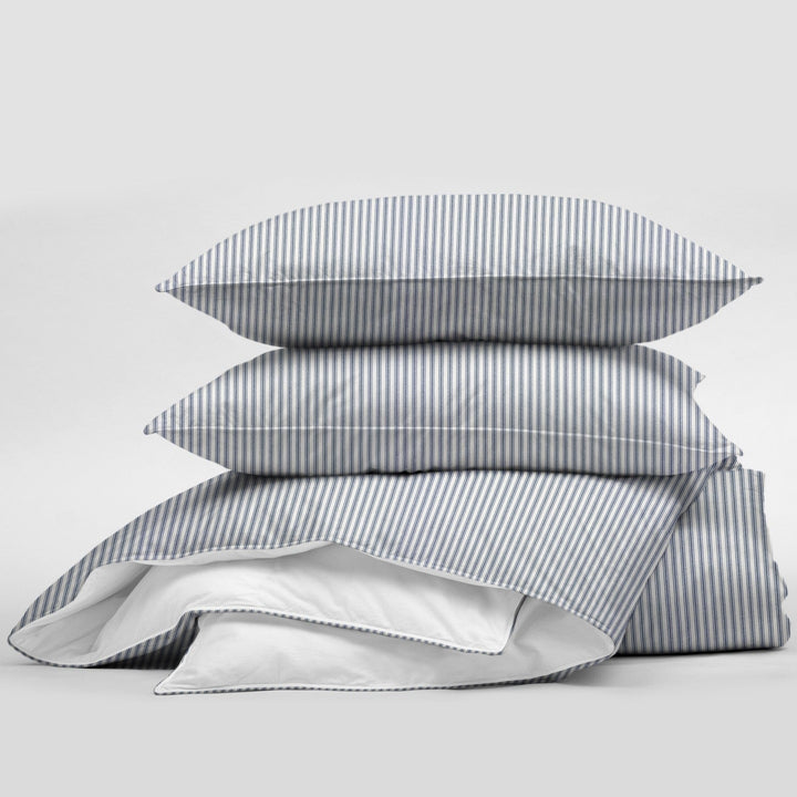 Cruz Ticking Stripes White/Navy Bedding 1