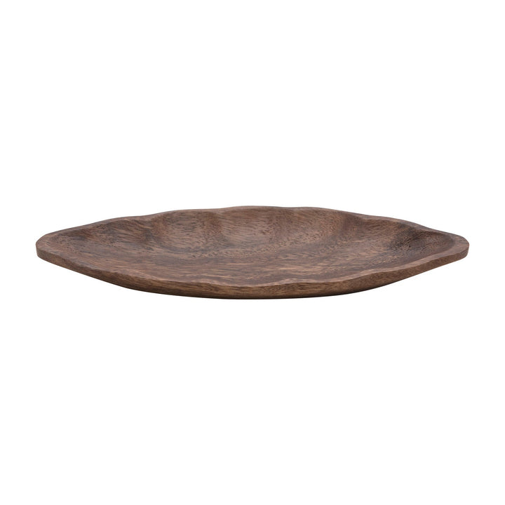 Hand-Carved Acacia Wood Leaf Shaped Dish