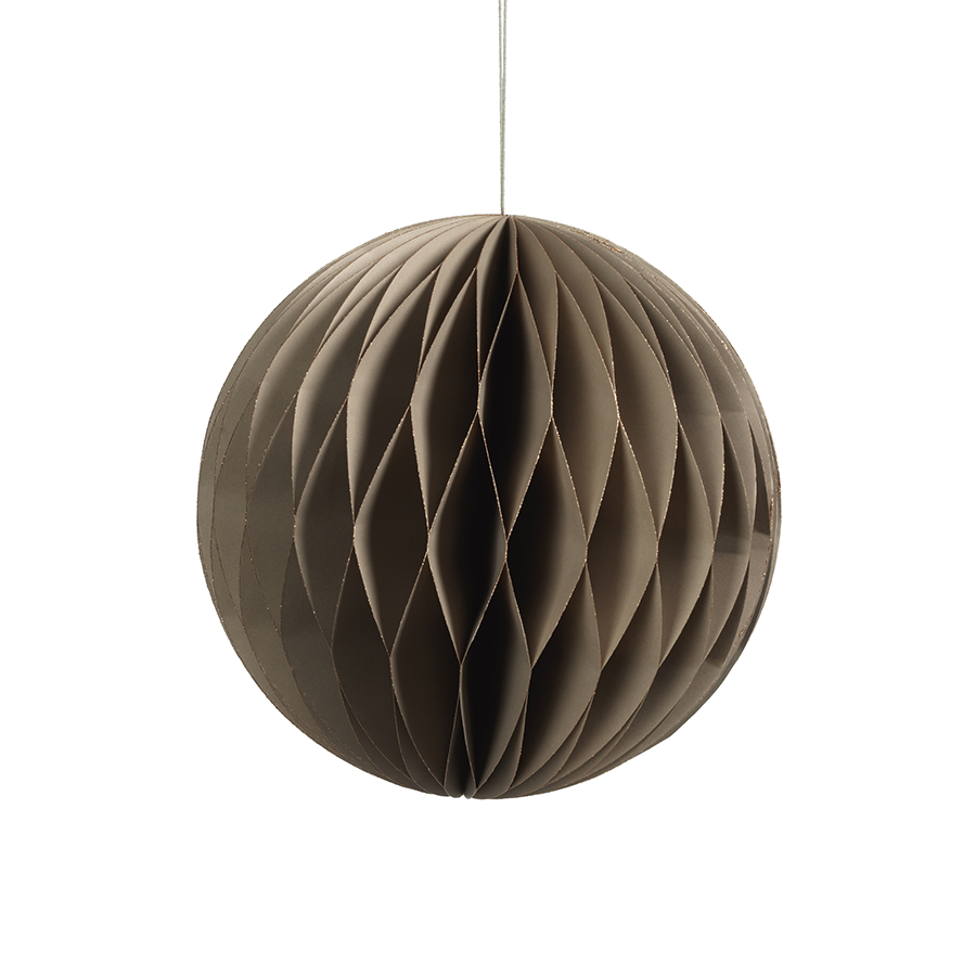 Wish Paper Decorative Ball Ornament Taupe With Rose Gold Glitter Edges Extra Large 1