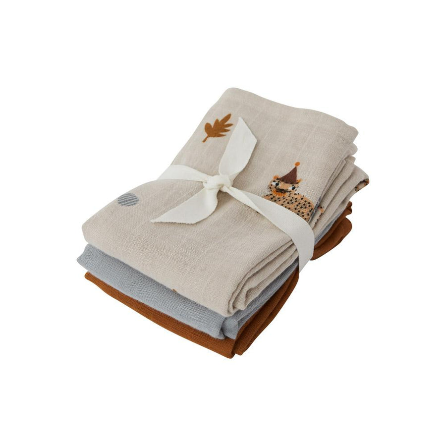 Muslin Square Leopard 3 Pcs Pack Clay By Oyoy 1