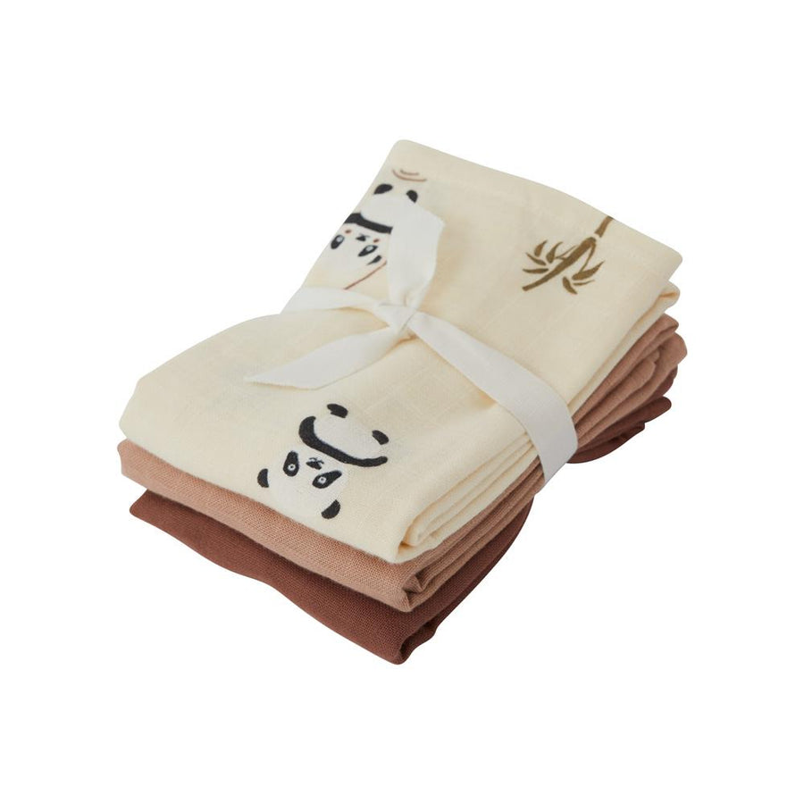 Muslin Square Panda 3 Pcs Pack Vanilla 1
