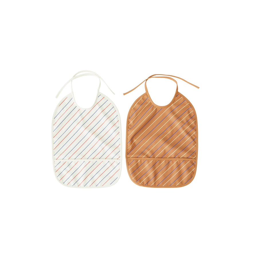 Bib Striped Pack Of 2 Mellow Caramel By Oyoy M107166 1