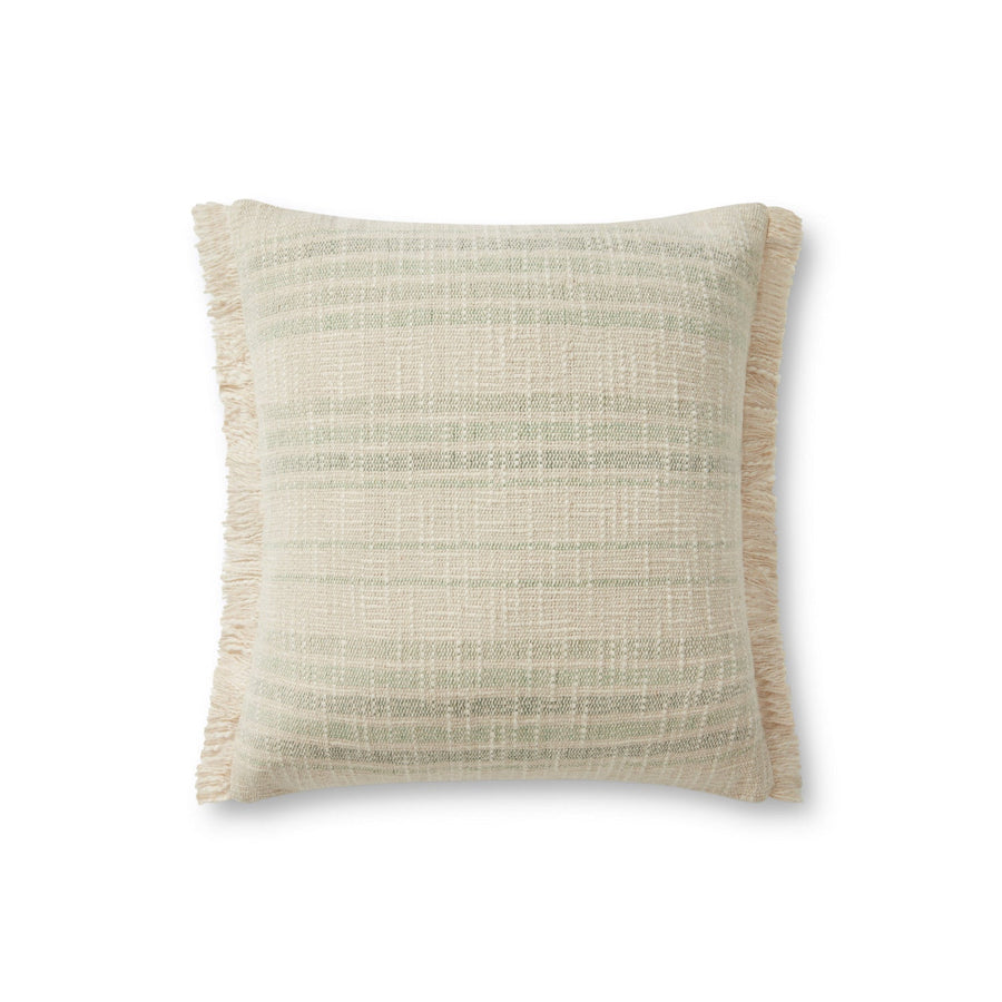 Ivory/Sage Throw Pillow Cover w/ Down Fill  - Open Box 1