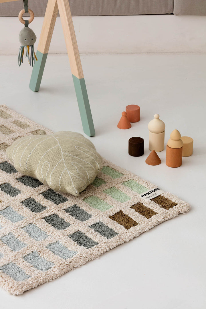 knitted cushion baby leaf olive by lorena canals sc babyl olv 5
