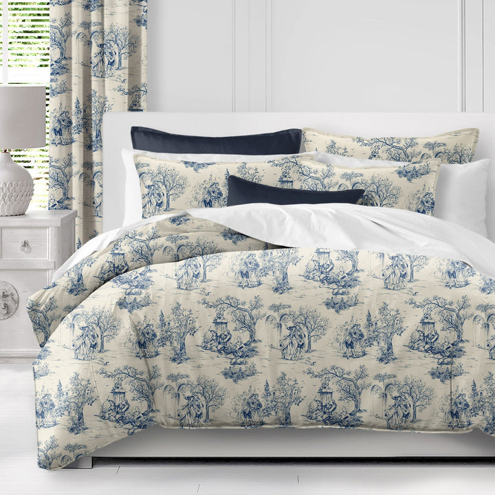 archamps toile blue bedding by 6ix tailors arc clg blu cmf fd 3pc 14
