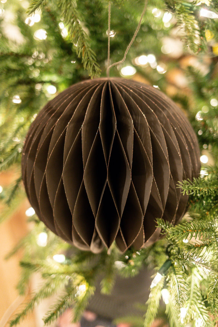 Wish Paper Decorative Ball Ornament Taupe With Rose Gold Glitter Edges Extra Large 4