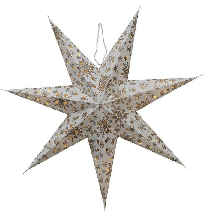 Recycled Paper Star Ornament W Led Light String 5