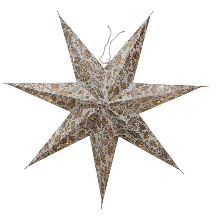 Recycled Paper Star Ornament W Led Light String 3