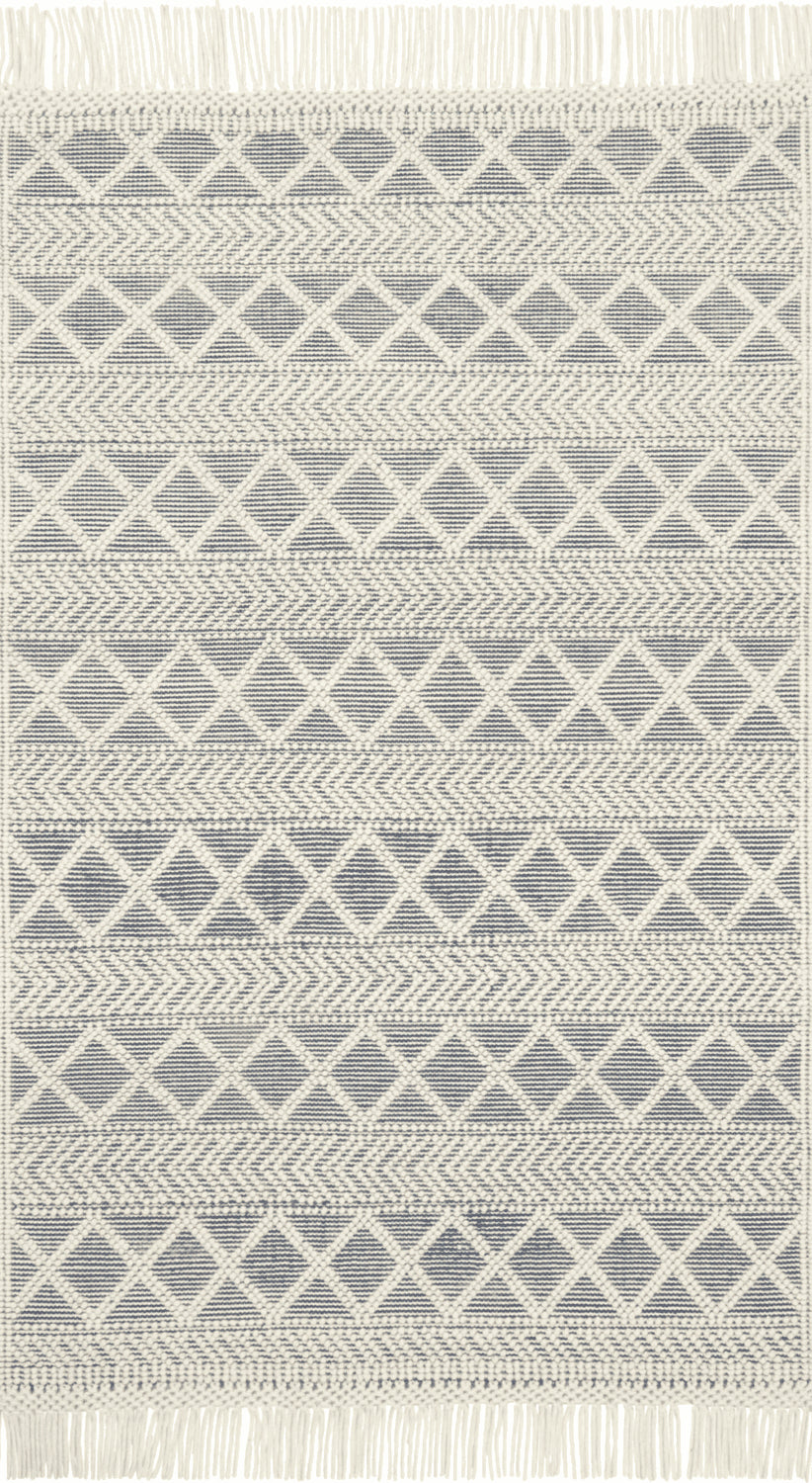 Holloway Hand Woven Navy / Ivory Rug Flatshot Image 1