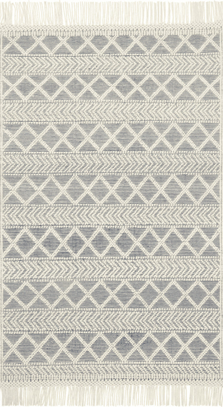 Holloway Hand Woven Navy / Ivory Rug Flatshot Image 1