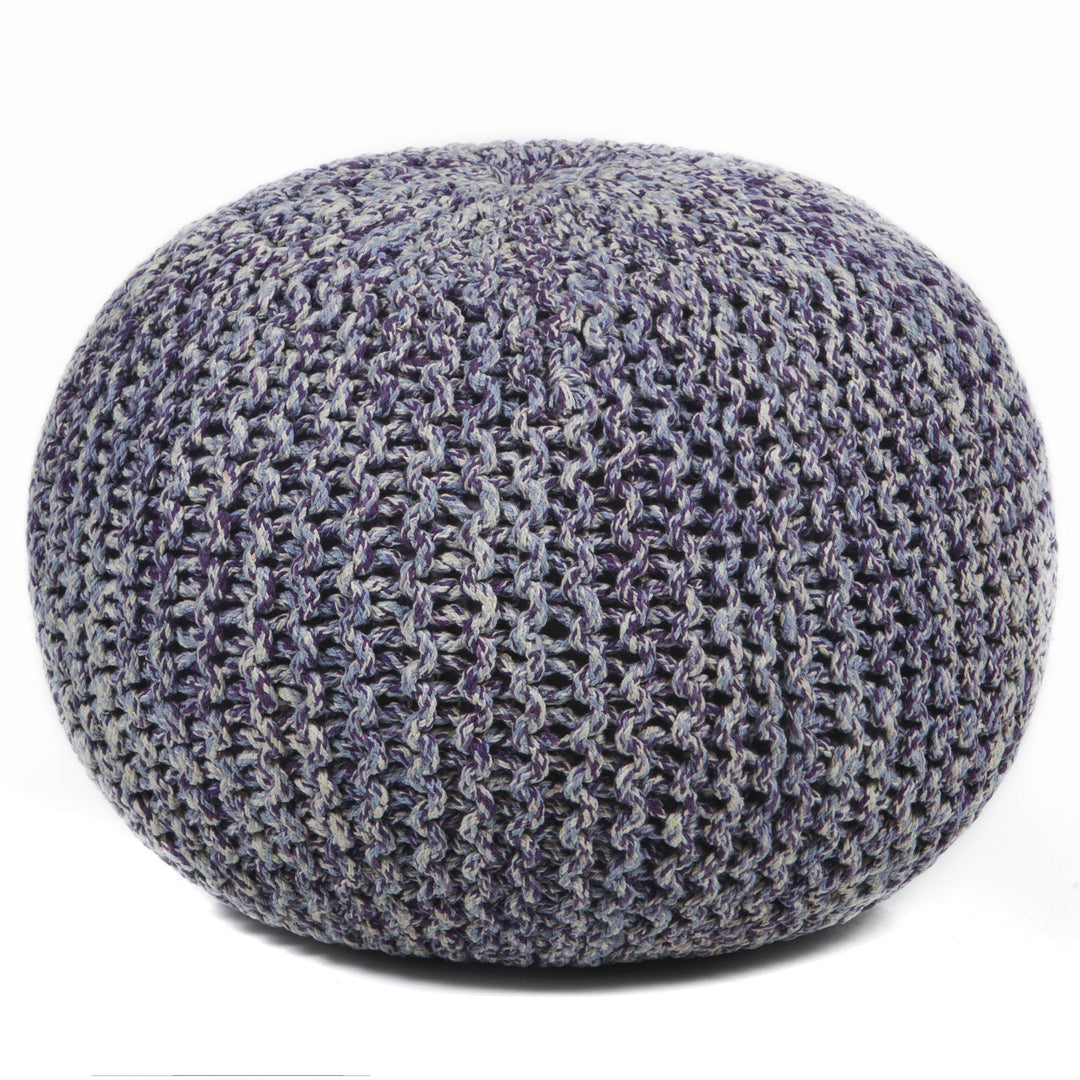 Hand Knitted Contemporary Cotton Cord Pou 128 Pouf Chandra Rugs 1
