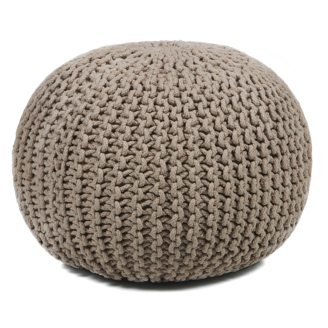 Hand Knitted Contemporary Cotton Cord Pou 119 Pouf Chandra Rugs 1