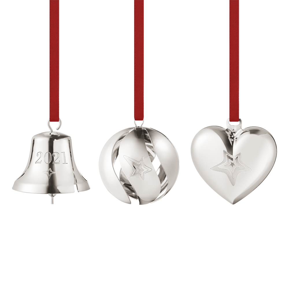 ornament gift set bell ball heart 3 pcs palladium 3