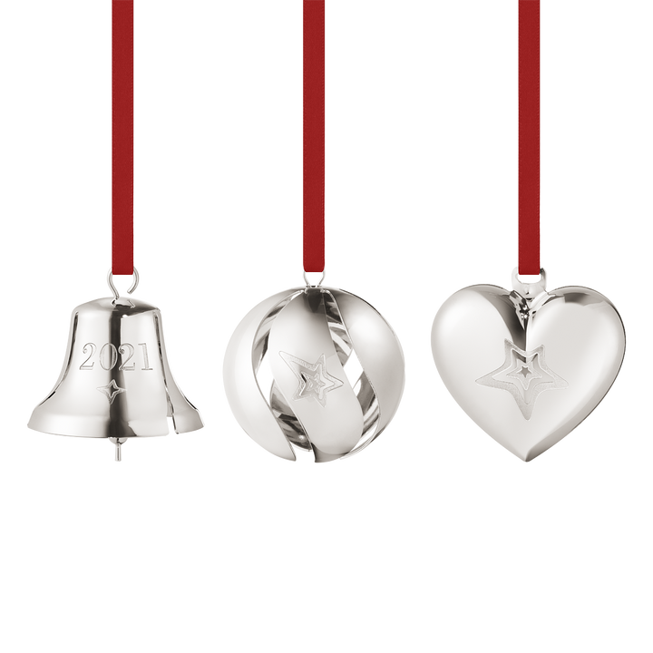 ornament gift set bell ball heart 3 pcs palladium 3