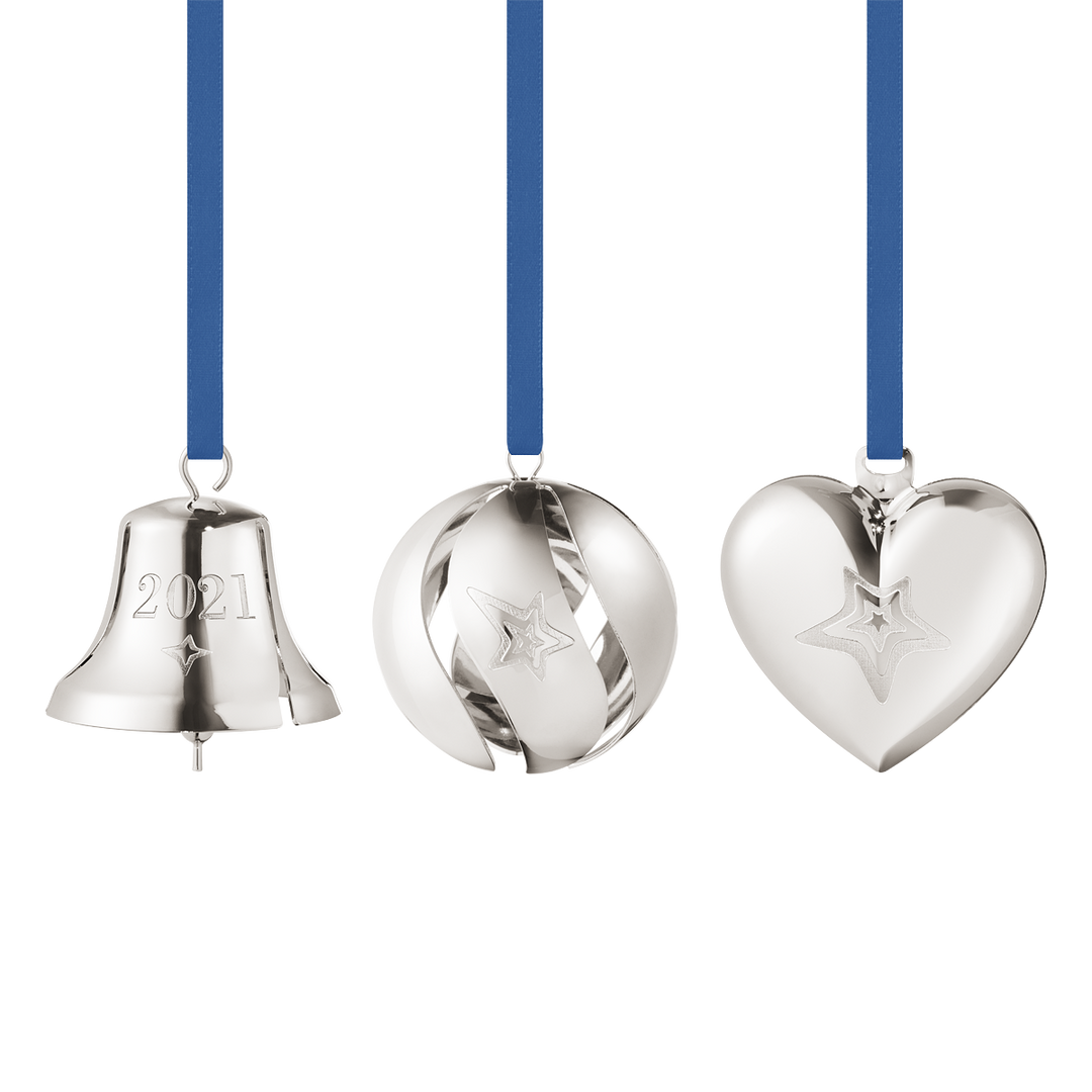 ornament gift set bell ball heart 3 pcs palladium 1