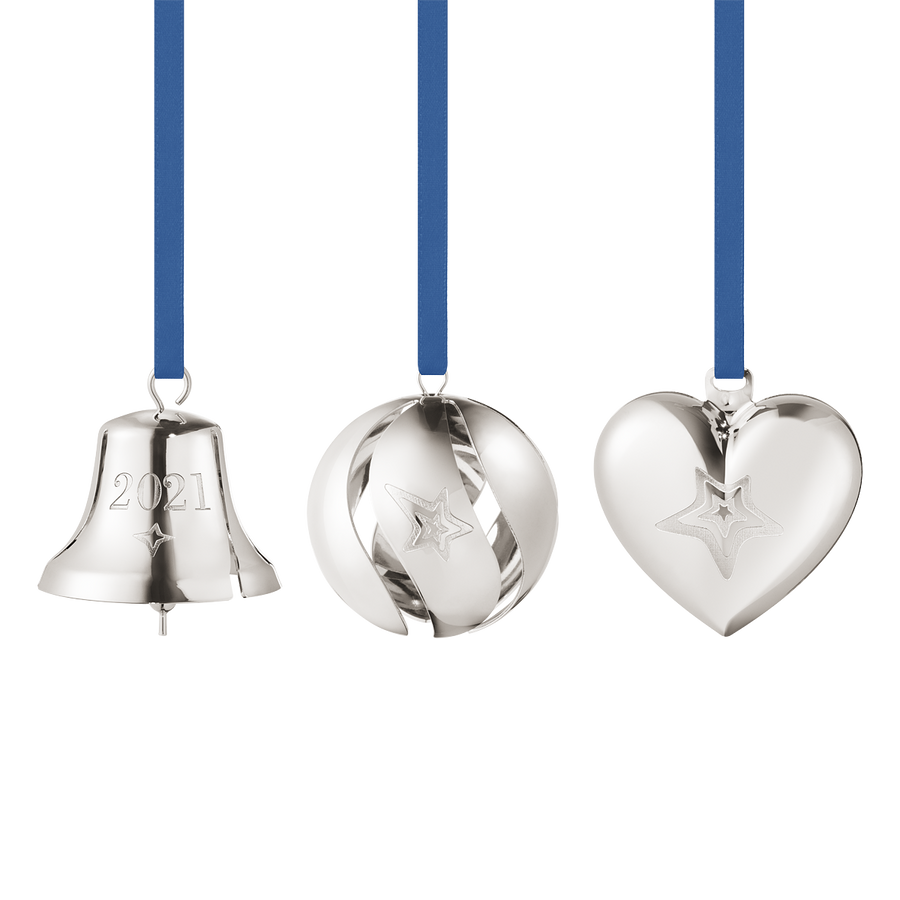 ornament gift set bell ball heart 3 pcs palladium 1