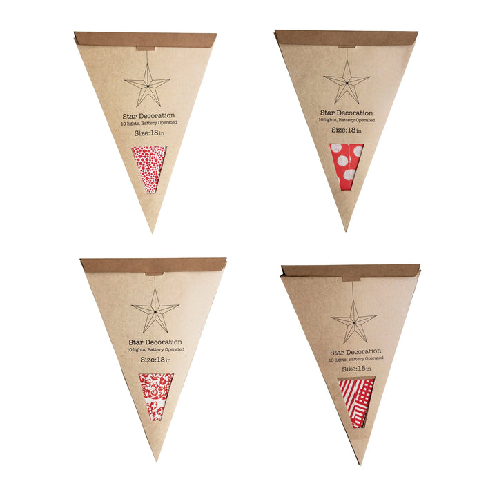 red white 5 point folding star ornament set of 4 2