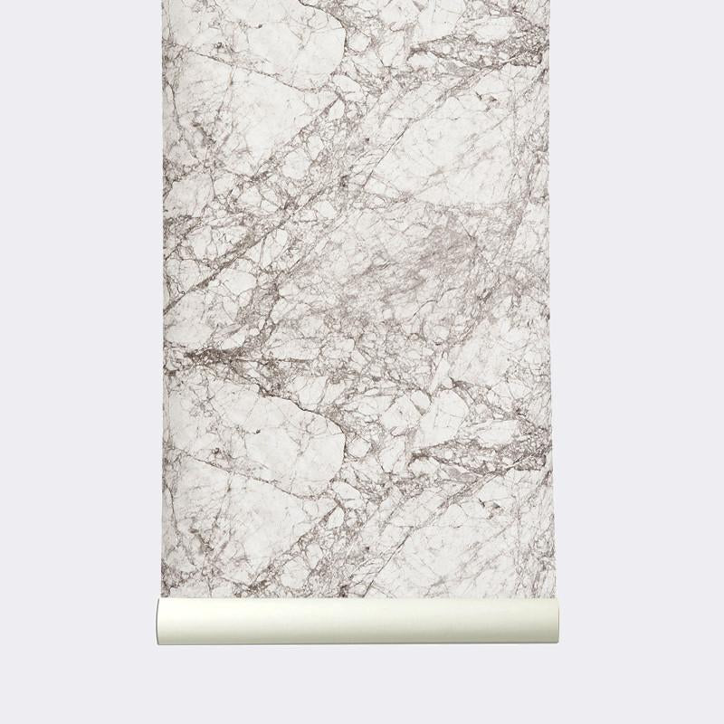 Marble Wallpaper in Grey and White by Ferm Living
