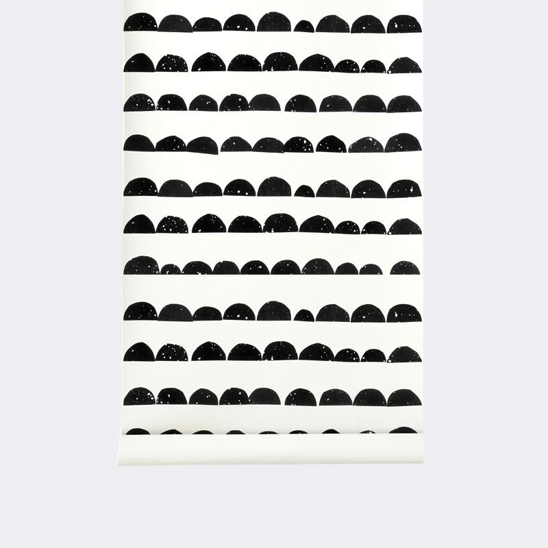 Half Moon Wallpaper in Black and White by Ferm Living