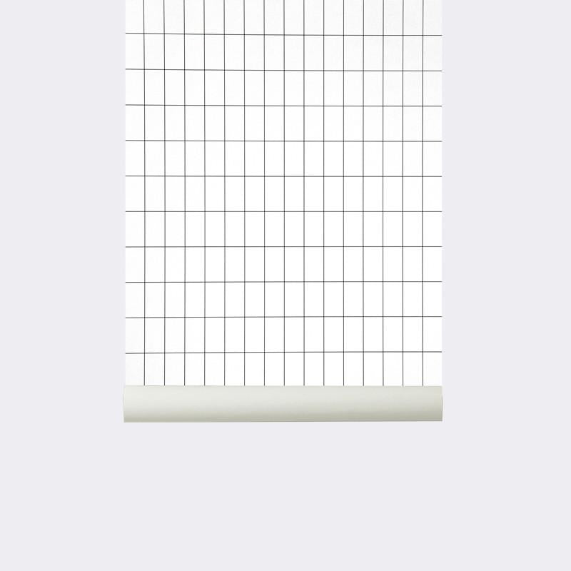 Grid Wallpaper in Black/White by Ferm Living