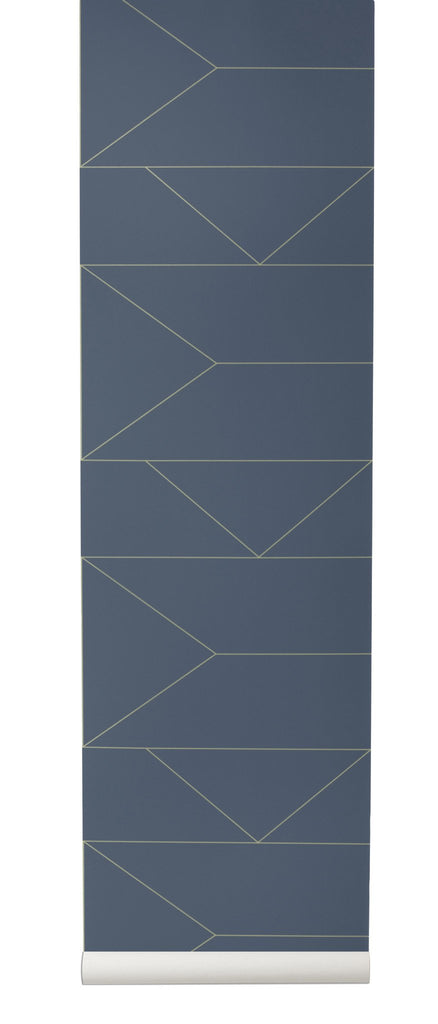 Lines Wallpaper in Dark Blue by Ferm Living