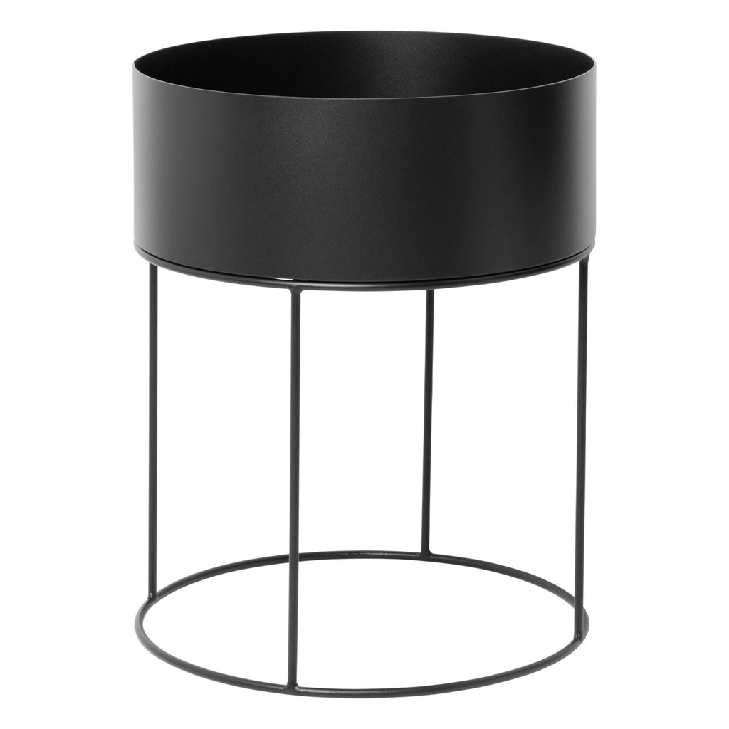 Round Plant Box in Black by Ferm Living
