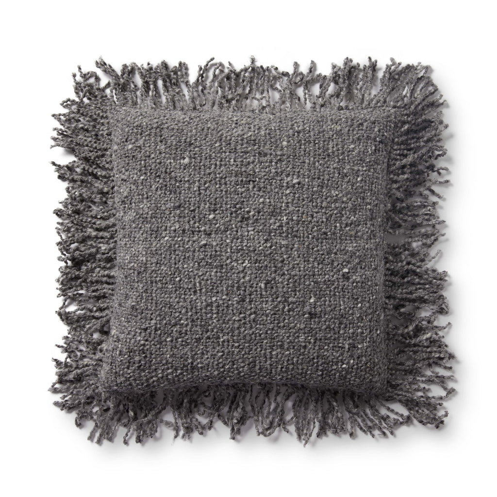 Hand Woven Charcoal Pillow Flatshot Image 1