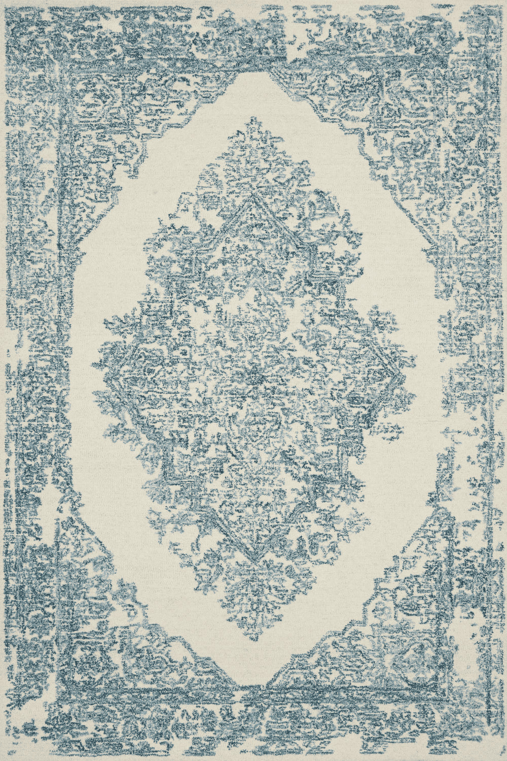 Annie Hooked White / Blue Rug Flatshot Image