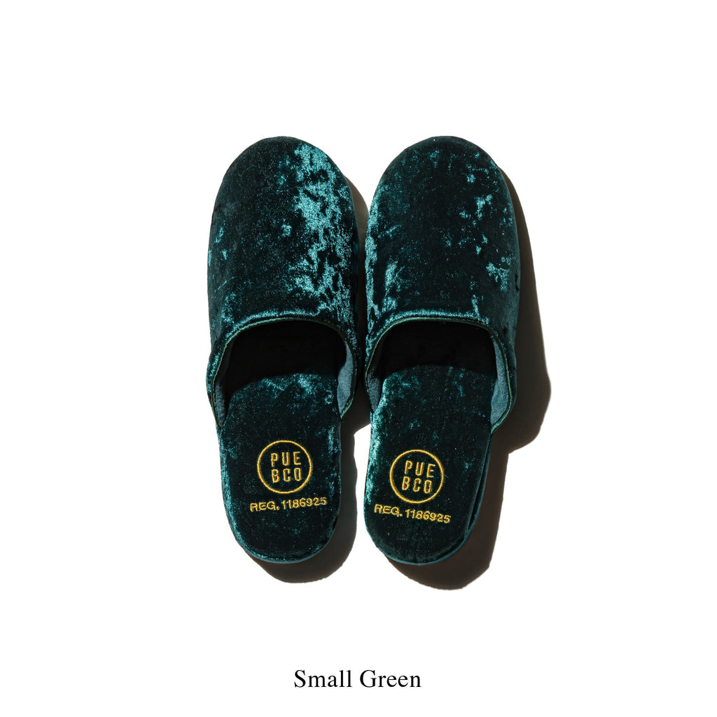 velvet slipper large green design by puebco 2
