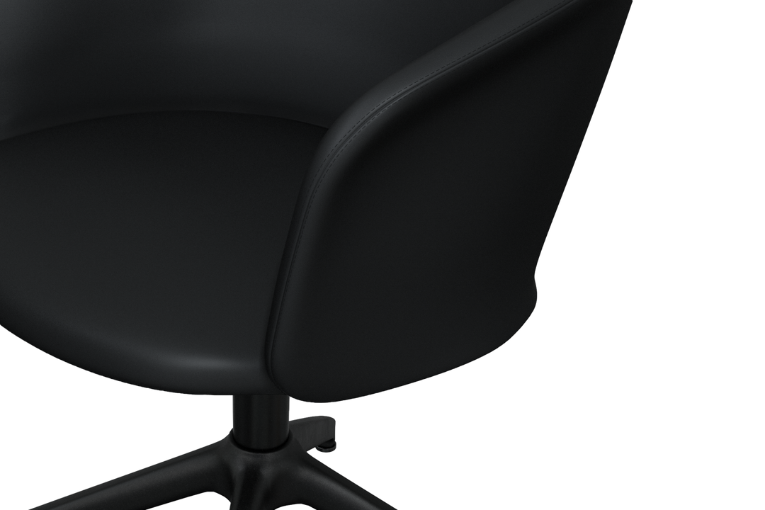 Kendo Black Leather Swivel Chair 4 Star Return Hem 20243 9