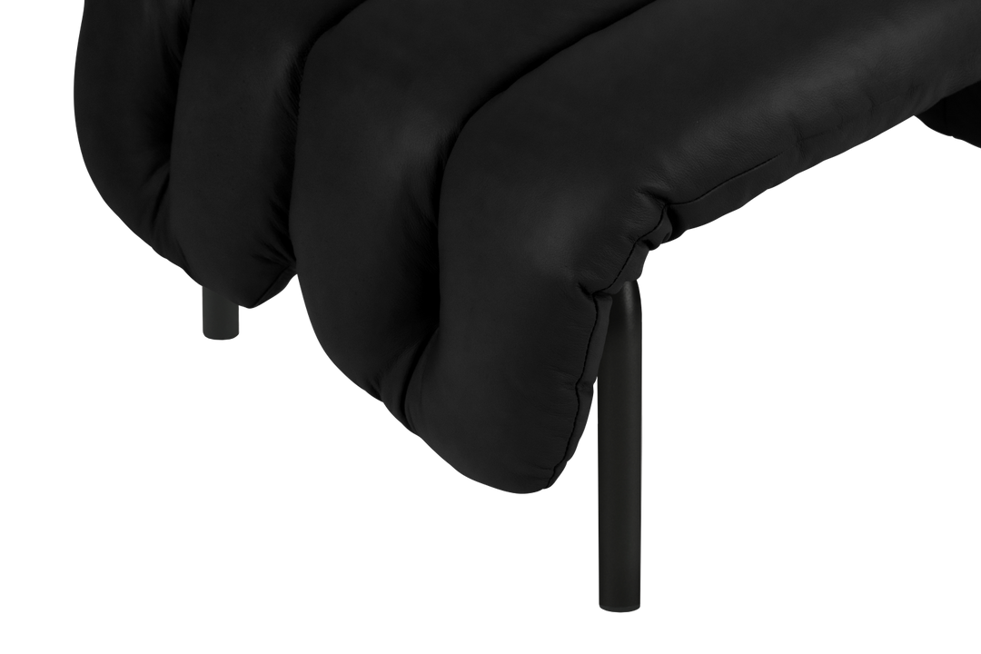 Puffy Black Leather Ottoman Hem 20353 4