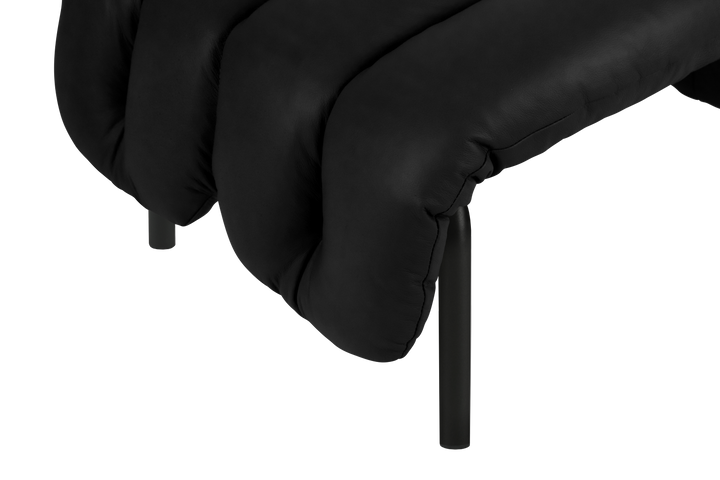 Puffy Black Leather Ottoman Hem 20353 4