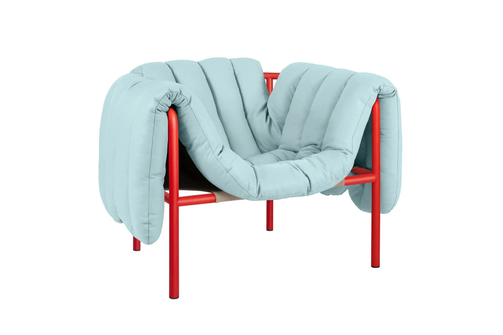 Puffy Light Blue Leather Lounge Chair 5