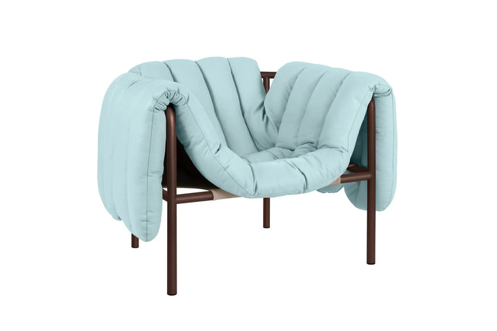 Puffy Light Blue Leather Lounge Chair 4