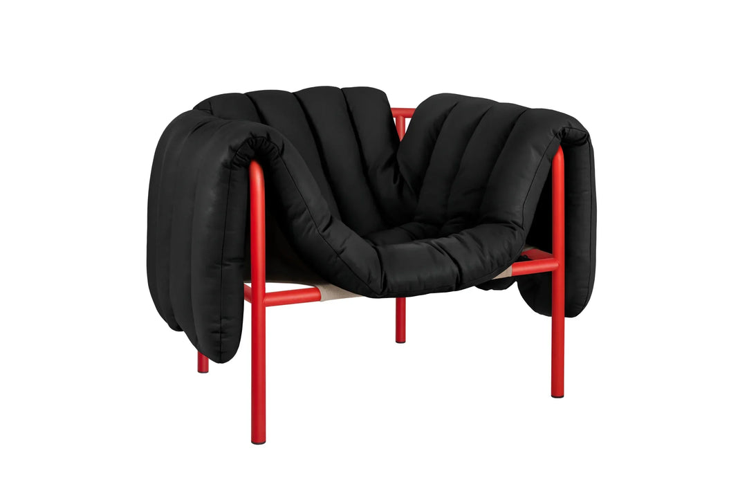 puffy black leather lounge chair bu hem 20259 5