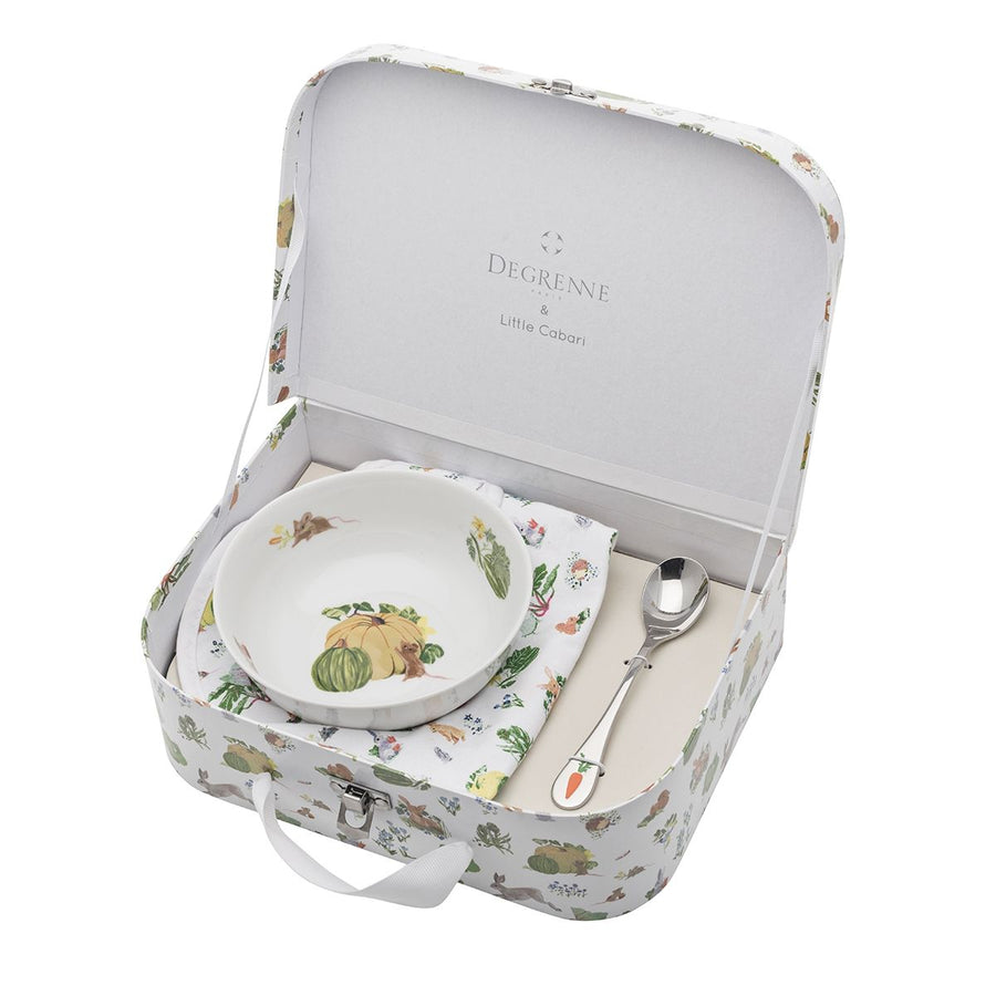 Friends of the Vegetable Garden Suitcase & Fruit Bowl Set with Bib by Degrenne Paris