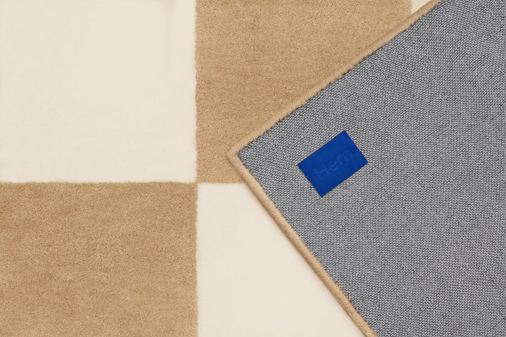 Pattern Off White Cream Check Rug Hem Hem 31364 3