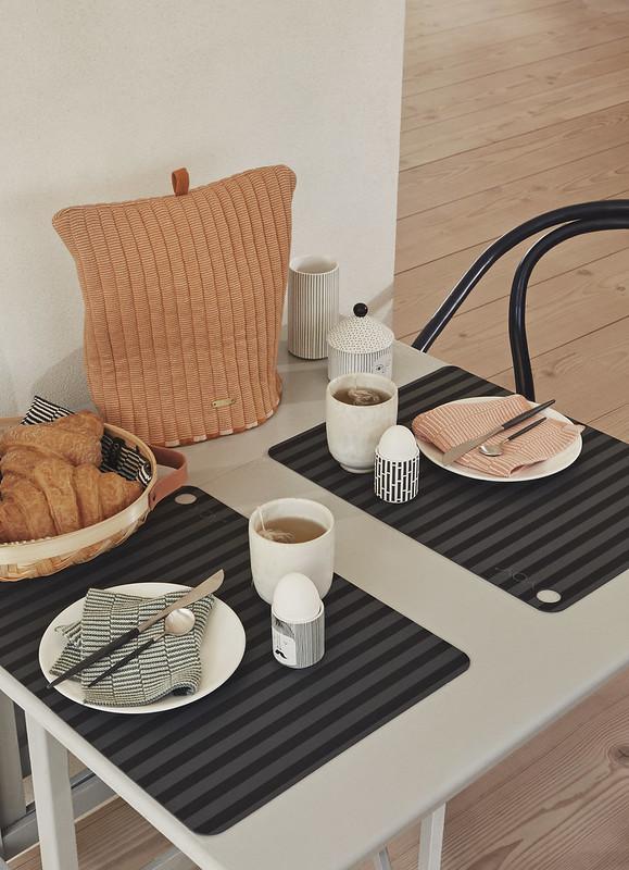 Placemat Stripe Anthracite 2 Pcs Pack Design By Oyoy 2