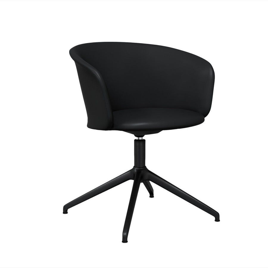 Kendo Black Leather Swivel Chair 4 Star Return Hem 20243 1