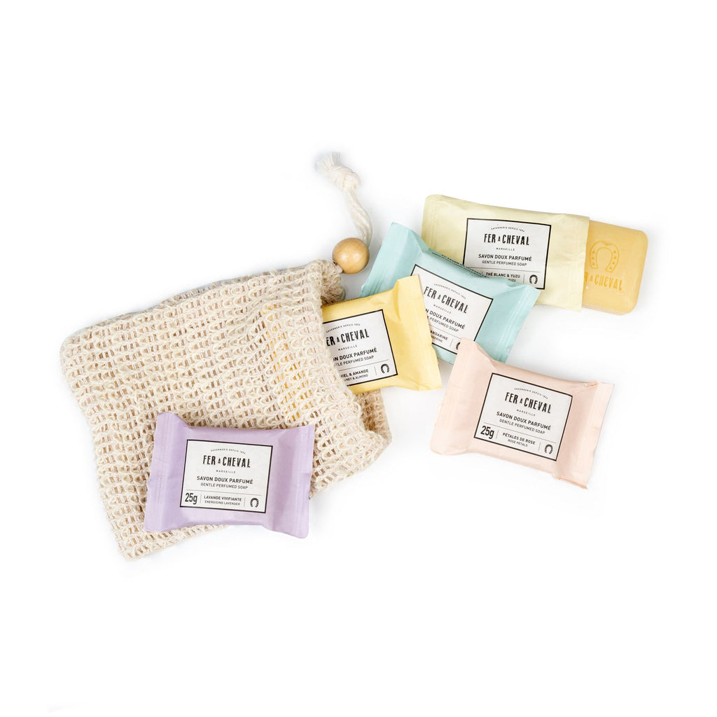 fer a cheval set of 5 assorted soaps in a sisal bag 1