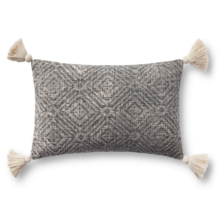 Hand Woven Charcoal Pillow Flatshot Image 1