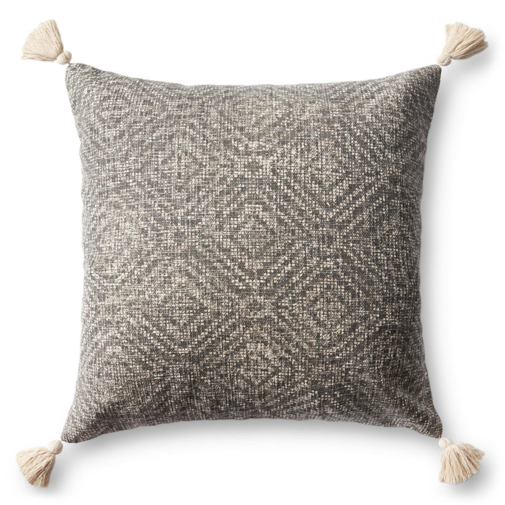 Hand Woven Charcoal Pillow Flatshot Image 1