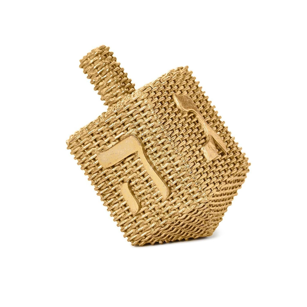 Basket Weave Pattern Dreidel with Gold Leaf