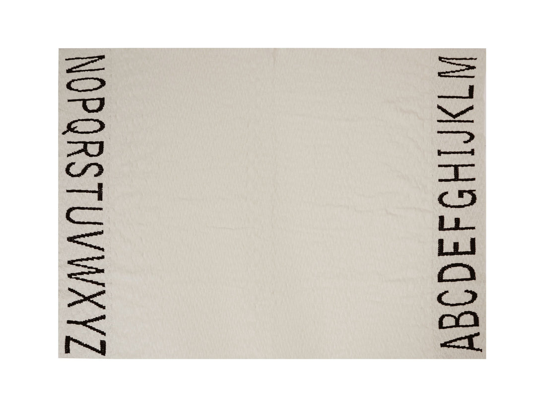 Knitted ABC Baby Blanket in Natural & Black design by Lorena Canals