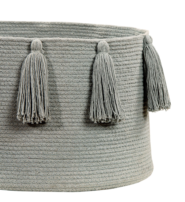 Tassels Basket in Light Grey design by Lorena Canals